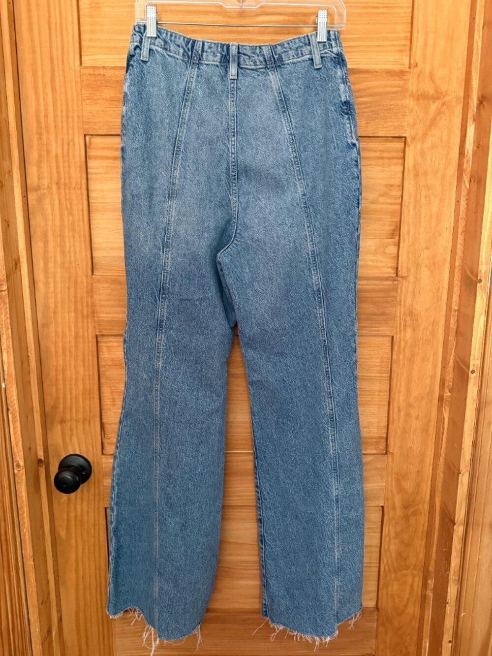 We The Free Florence Wide Leg Flare High Waist Jeans Retro 90s Raw Hem size 30 - Picture 4 of 5